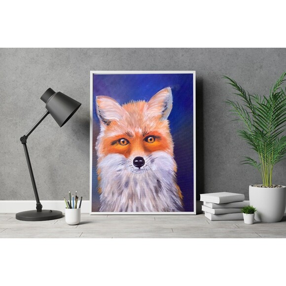 Red Fox Original Oil Painting 12x16 inches Wildlife Fine Art Portrait Hand Paint - Picture 9 of 10